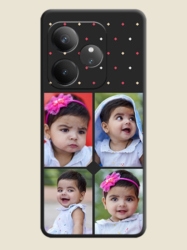 Custom Multicolor Dotted Pattern with 4 Image Holder On Space Black Custom Soft Matte Mobile Back Cover - Realme GT 6