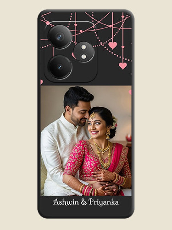 Custom Pink Love Hangings with Text On Space Black Custom Soft Matte Mobile Back Cover - Realme GT 6T 5G