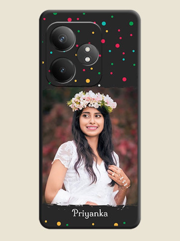 Custom Multicolor Dotted Pattern with Text On Space Black Custom Soft Matte Mobile Back Cover - Realme GT 6T 5G