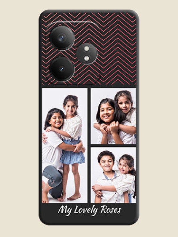 Custom Wave Pattern with 3 Image Holder On Space Black Custom Soft Matte Mobile Back Cover - Realme GT 6T 5G