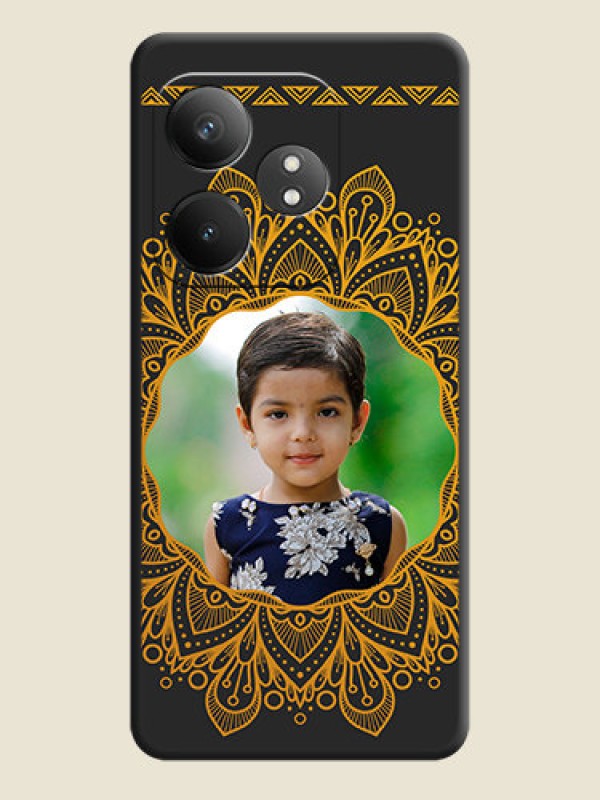 Custom Round Image with Floral Design On Space Black Custom Soft Matte Mobile Back Cover - Realme GT 6T 5G