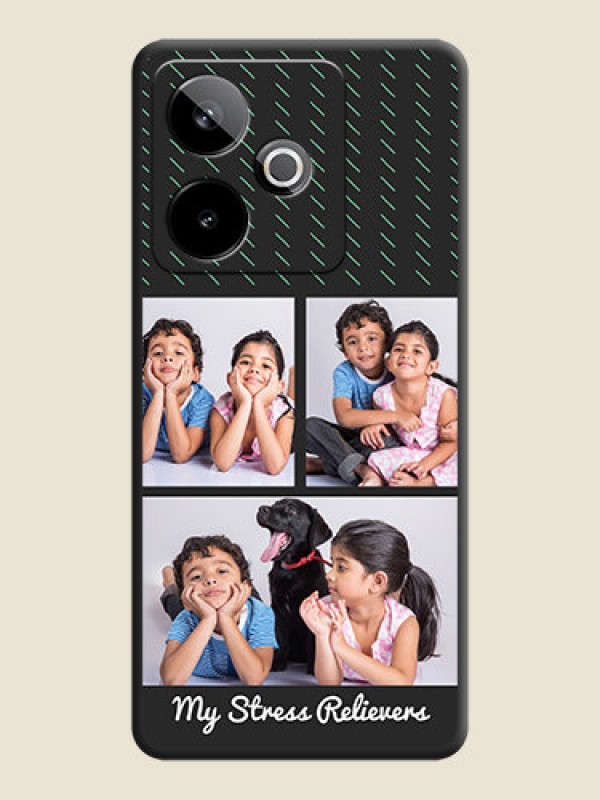 Custom Cross Dotted Pattern with 2 Image Holder On Space Black Custom Soft Matte Mobile Back Cover - Realme GT 7 5G