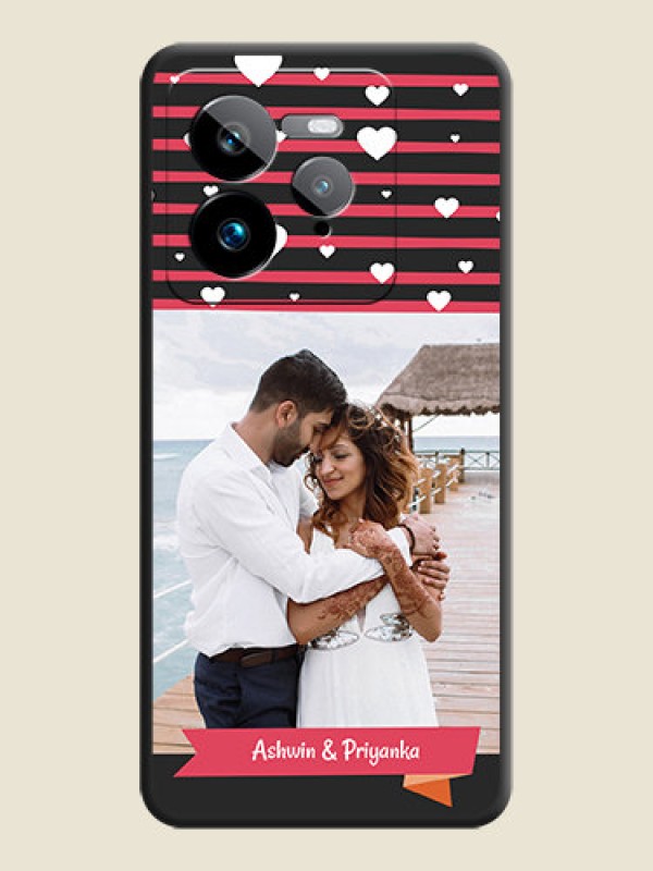 Custom White Color Love Symbols with Pink Lines Pattern On Space Black Custom Soft Matte Mobile Back Cover - Realme GT 7 Pro