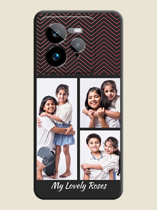 Custom Wave Pattern with 3 Image Holder On Space Black Custom Soft Matte Mobile Back Cover - Realme GT 7 Pro