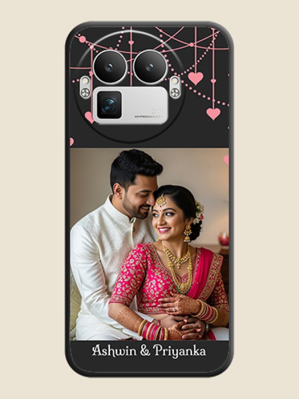 Custom Pink Love Hangings with Text On Space Black Custom Soft Matte Mobile Back Cover - Realme GT 8 Pro