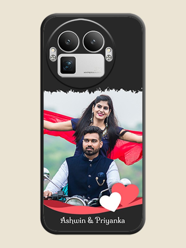 Custom Pin Color Love Shaped Ribbon Design with Text On Space Black Custom Soft Matte Mobile Back Cover - Realme GT 8 Pro