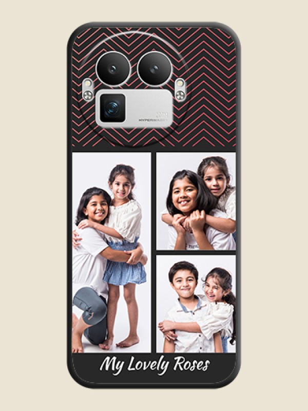 Custom Wave Pattern with 3 Image Holder On Space Black Custom Soft Matte Mobile Back Cover - Realme GT 8 Pro
