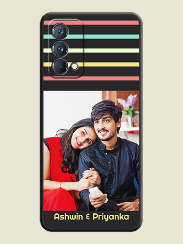 Custom Color Stripes with Photo and Text on Photo on Space Black Soft Matte Mobile Case - Realme GT Master