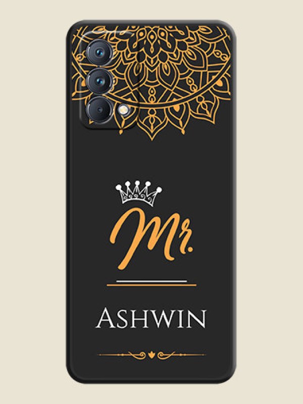 Custom Mr Name with Floral Design  on Personalised Space Black Soft Matte Cases - Realme GT Master
