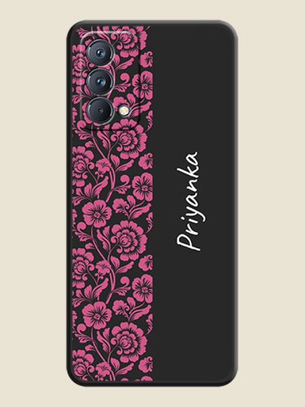 Custom Pink Floral Pattern Design With Custom Text On Space Black Personalized Soft Matte Phone Covers -Realme Gt Master