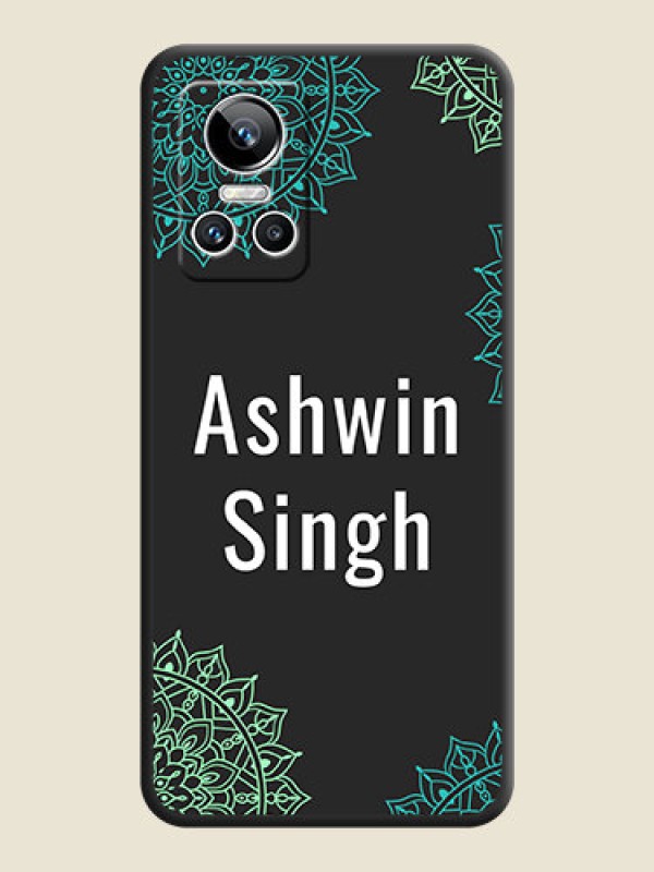 Custom Your Name with Floral Design on Space Black Custom Soft Matte Back Cover - Realme GT Neo 3 150W