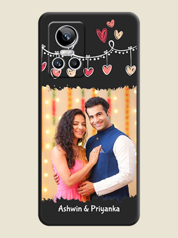 Custom Pink Love Hangings with Name on Space Black Custom Soft Matte Phone Cases - Realme GT Neo 3