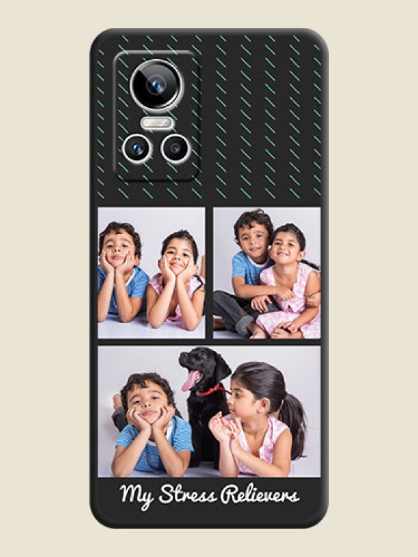 Custom Cross Dotted Pattern with 2 Image Holder  on Personalised Space Black Soft Matte Cases - Realme GT Neo 3