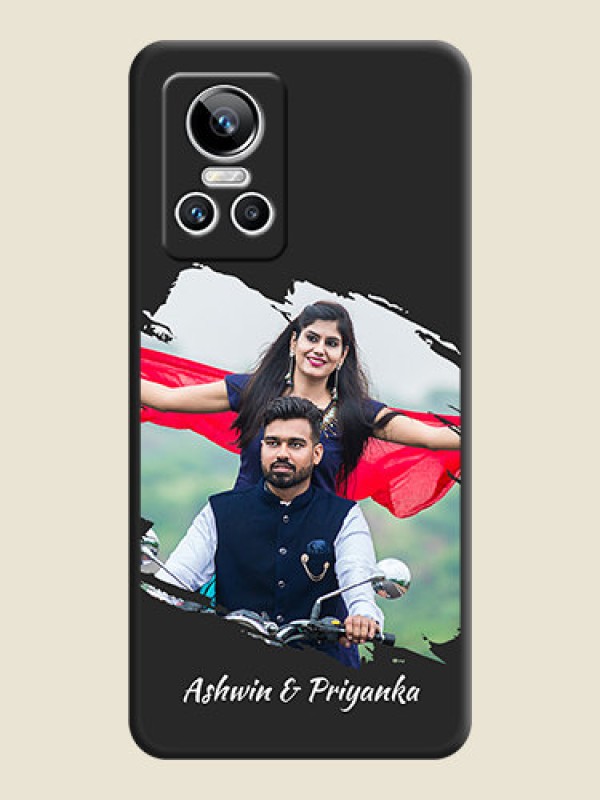 Custom Grunge Brush Strokes on Photo on Space Black Soft Matte Back Cover - Realme GT Neo 3