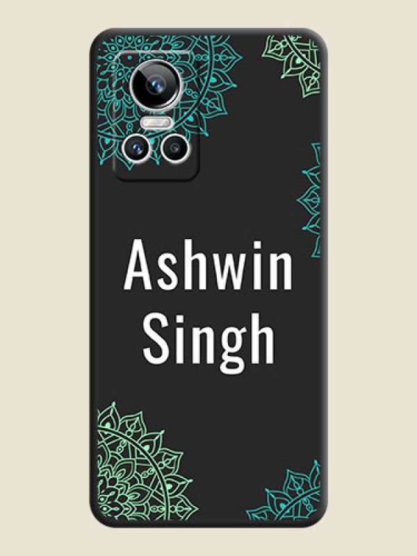 Custom Your Name with Floral Design on Space Black Custom Soft Matte Back Cover - Realme GT Neo 3