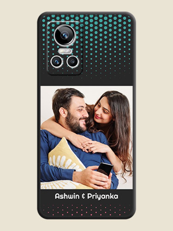 Custom Faded Dots with Grunge Photo Frame and Text on Space Black Custom Soft Matte Phone Cases - Realme GT Neo 3
