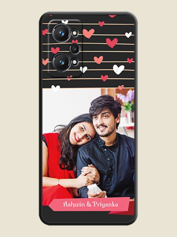 Custom Love Pattern with Name on Pink Ribbon  on Photo on Space Black Soft Matte Back Cover - Realme GT Neo 3T