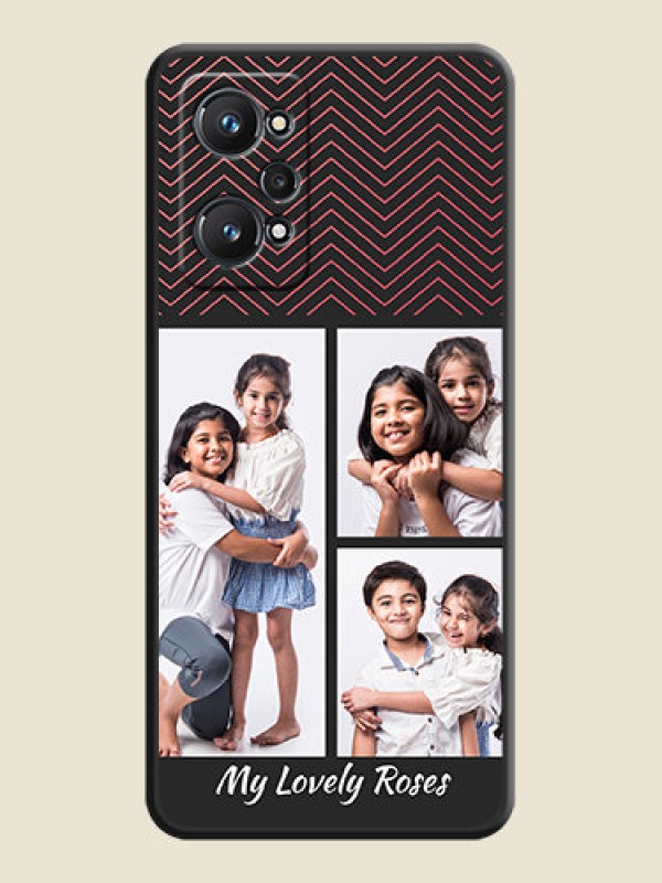 Custom Wave Pattern with 3 Image Holder on Space Black Custom Soft Matte Back Cover - Realme GT Neo 3T