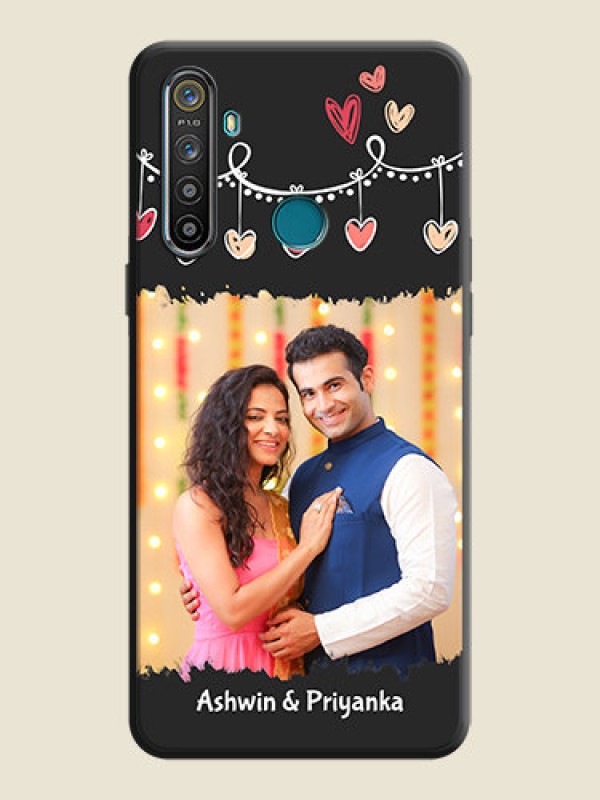 Custom Pink Love Hangings with Name on Space Black Custom Soft Matte Phone Cases - Realme Narzo 10