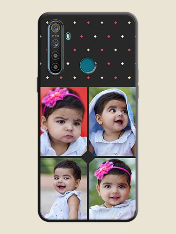 Custom Multicolor Dotted Pattern with 4 Image Holder on Space Black Custom Soft Matte Phone Cases - Realme Narzo 10