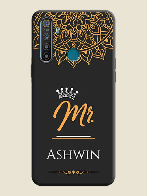 Custom Mr Name with Floral Design  on Personalised Space Black Soft Matte Cases - Realme Narzo 10