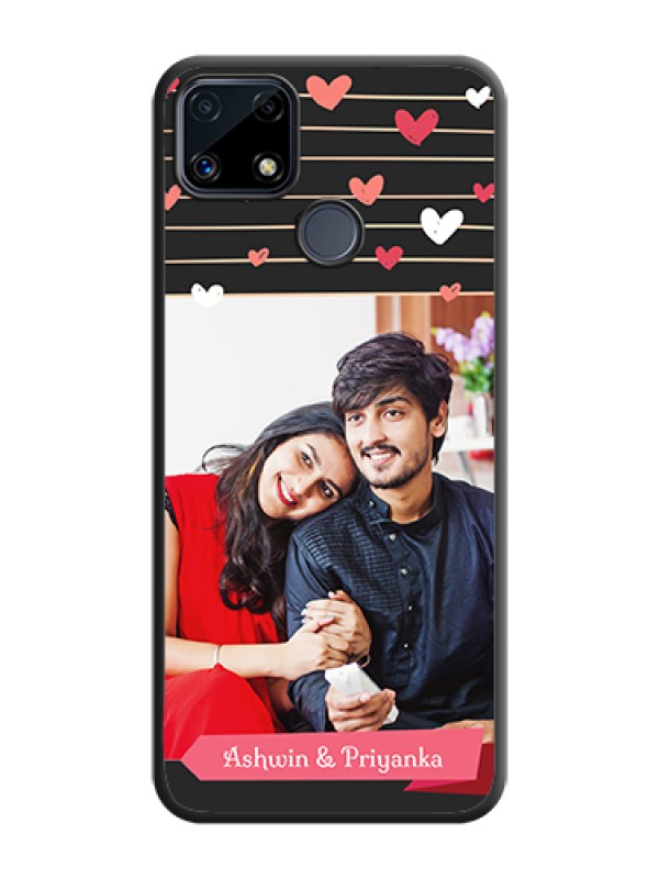 Custom Love Pattern with Name on Pink Ribbon  on Photo on Space Black Soft Matte Back Cover - Realme Narzo 20