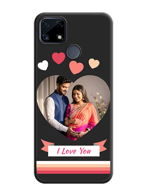 Custom Love Shaped Photo with Colorful Stripes on Personalised Space Black Soft Matte Cases - Realme Narzo 20