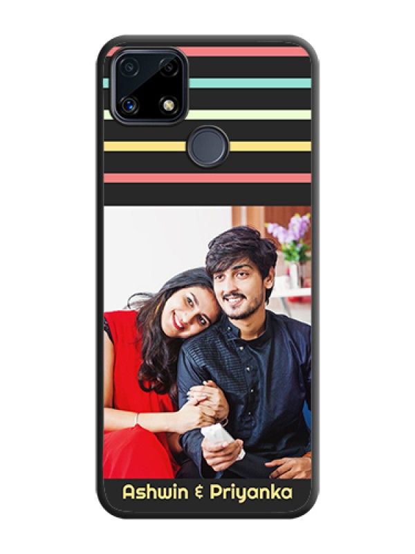 Custom Color Stripes with Photo and Text on Photo on Space Black Soft Matte Mobile Case - Realme Narzo 20