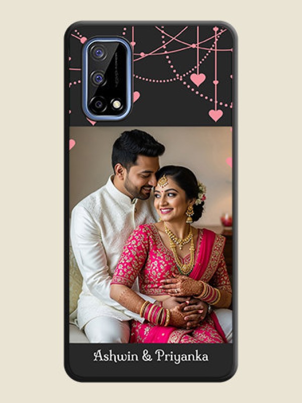 Custom Pink Love Hangings with Text on Space Black Custom Soft Matte Back Cover - Realme Narzo 30 Pro 5G