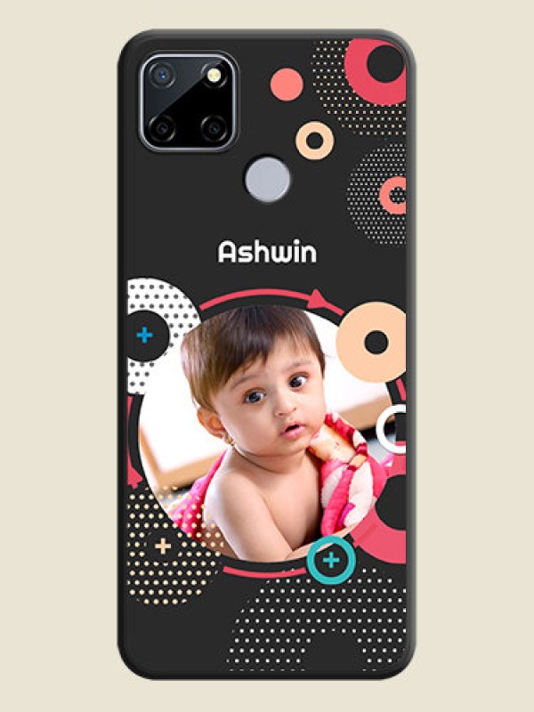 Custom Multicoloured Round Image on Personalised Space Black Soft Matte Cases - Realme Narzo 30A 