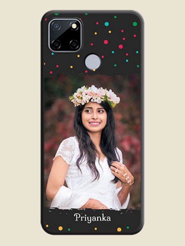 Custom Multicolor Dotted Pattern with Text on Space Black Custom Soft Matte Phone Back Cover - Realme Narzo 30A 