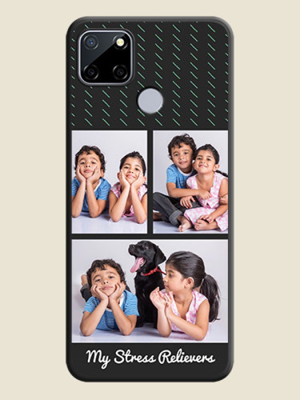 Custom Cross Dotted Pattern with 2 Image Holder  on Personalised Space Black Soft Matte Cases - Realme Narzo 30A 