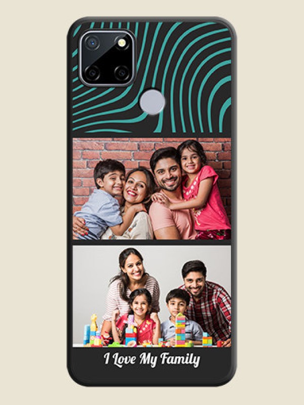 Custom Wave Pattern with 2 Image Holder on Space Black Personalized Soft Matte Phone Covers - Realme Narzo 30A 