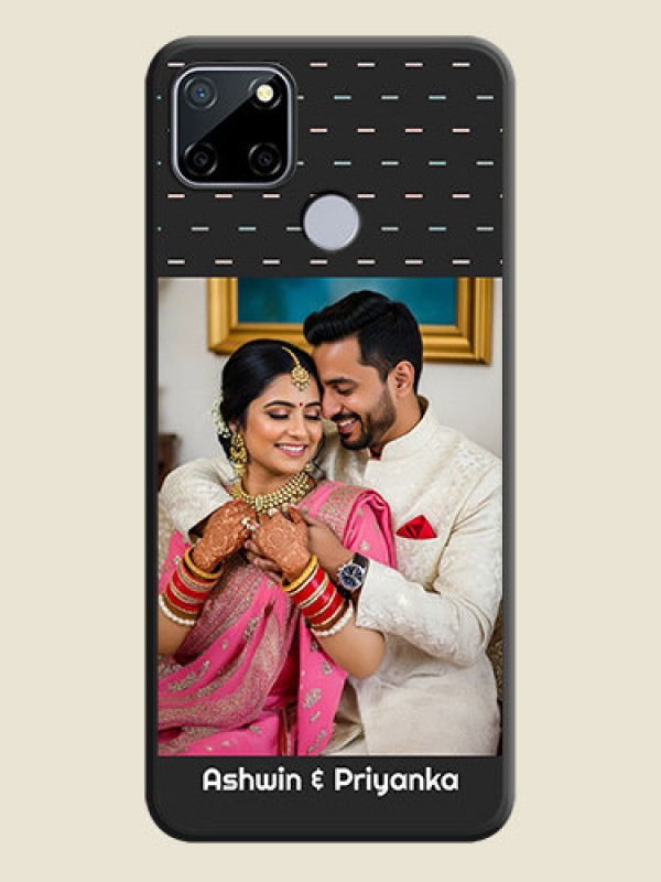 Custom Line Pattern Design with Text on Space Black Custom Soft Matte Phone Back Cover - Realme Narzo 30A 