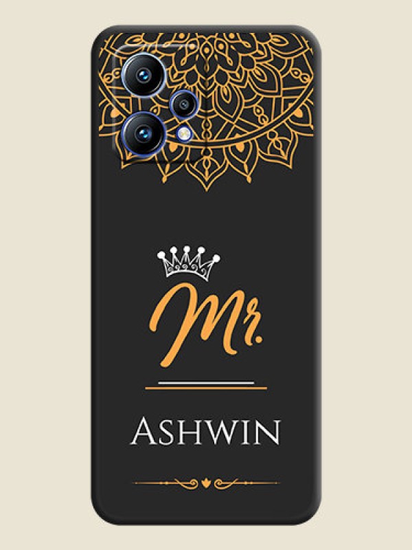 Custom Mr Name with Floral Design  on Personalised Space Black Soft Matte Cases - Realme Narzo 50 Pro 5G