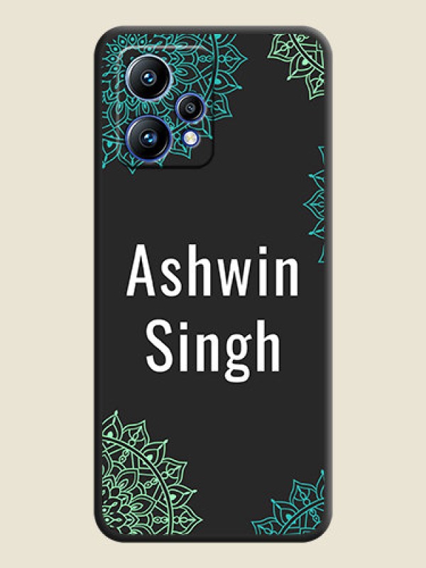 Custom Your Name with Floral Design on Space Black Custom Soft Matte Back Cover - Realme Narzo 50 Pro 5G
