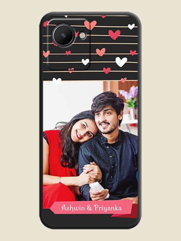 Custom Love Pattern with Name on Pink Ribbon  on Photo on Space Black Soft Matte Back Cover - Narzo 50i Prime