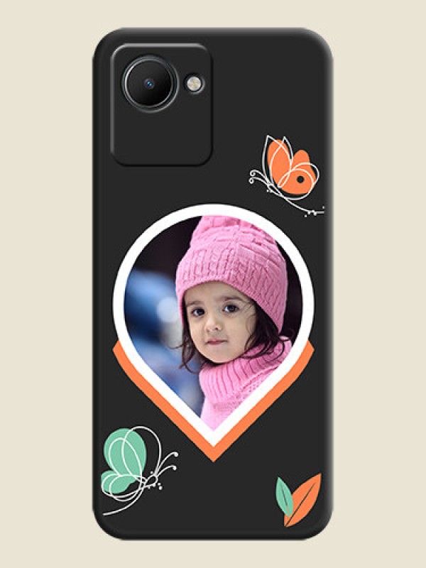 Custom Upload Pic With Simple Butterly Design On Space Black Personalized Soft Matte Phone Covers -Realme Narzo 50I Prime