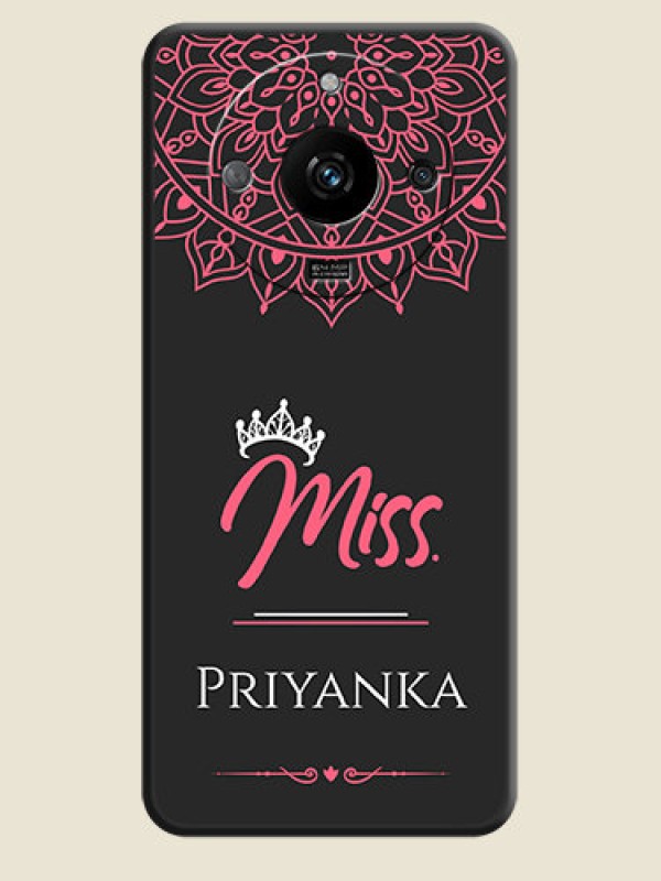 Custom Mrs Name with Floral Design on Space Black Personalized Soft Matte Phone Covers - Realme Narzo 60 5G