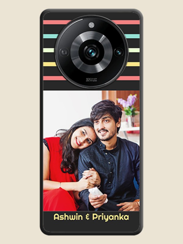 Custom Color Stripes with Photo and Text - Photo on Space Black Soft Matte Mobile Case - Narzo 60 Pro 5G