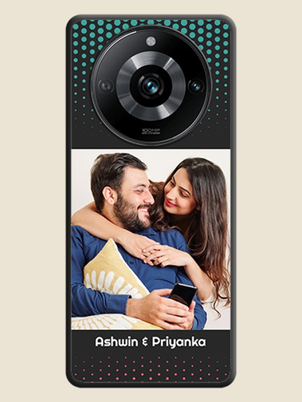 Custom Faded Dots with Grunge Photo Frame and Text on Space Black Custom Soft Matte Phone Cases - Narzo 60 Pro 5G