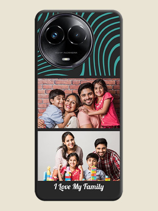 Custom Wave Pattern with 2 Image Holder On Space Black Custom Soft Matte Mobile Back Cover - Narzo 60X 5G
