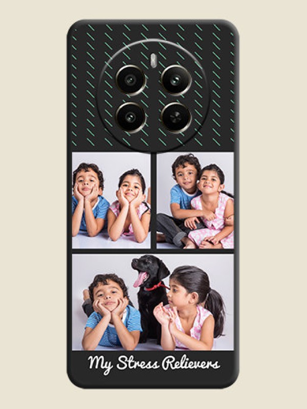 Custom Cross Dotted Pattern with 2 Image Holder on Personalised Space Black Soft Matte Cases - Realme Narzo 70 5G