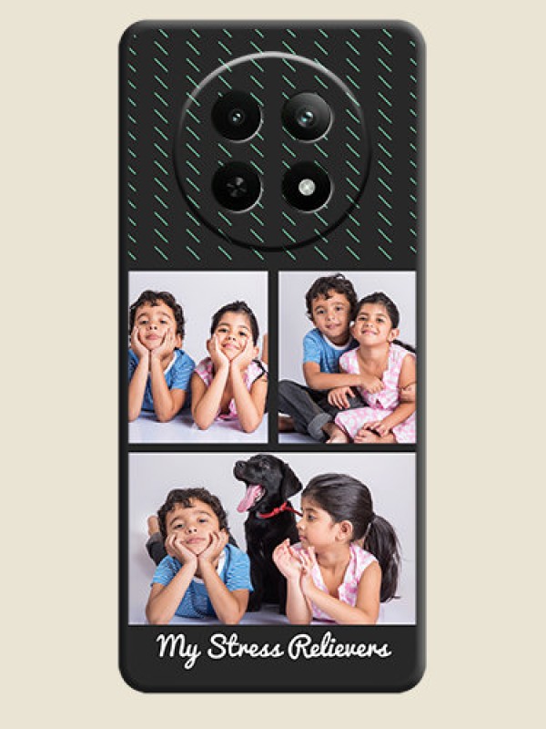 Custom Cross Dotted Pattern with 2 Image Holder on Personalised Space Black Soft Matte Cases - Realme Narzo 70X 5G