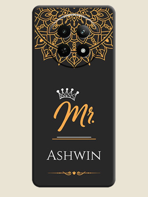 Custom Mr Name with Floral Design on Personalised Space Black Soft Matte Cases - Realme Narzo 70X 5G