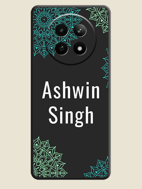 Custom Your Name with Floral Design on Space Black Custom Soft Matte Back Cover - Realme Narzo 70X 5G