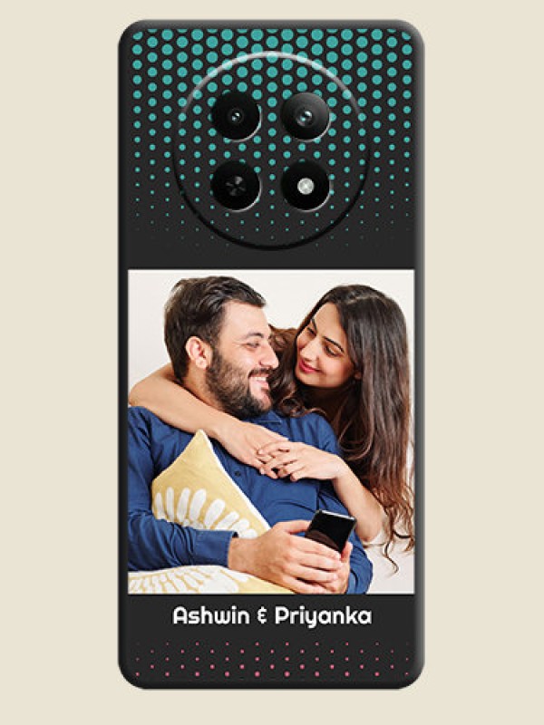 Custom Faded Dots with Grunge Photo Frame and Text on Space Black Custom Soft Matte Phone Cases - Realme Narzo 70X 5G