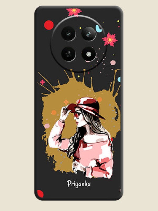 Custom Mordern Lady With Color Splash Background With Custom Text On Space Black Personalized Soft Matte Phone Covers - Realme Narzo 70X 5G