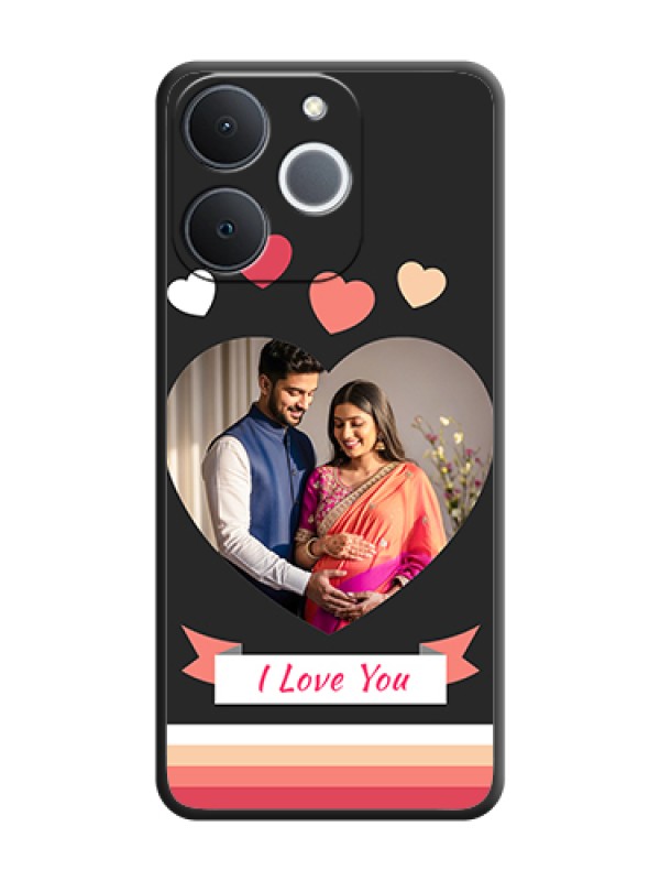Custom Love Shaped Photo with Colorful Stripes On Space Black Custom Soft Matte Mobile Back Cover - Realme Narzo 80 Lite 4G