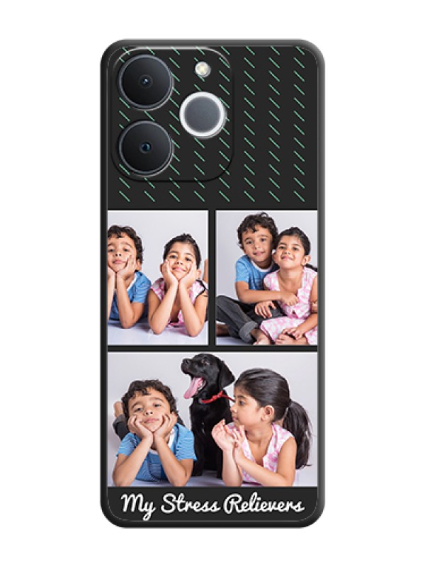 Custom Cross Dotted Pattern with 2 Image Holder On Space Black Custom Soft Matte Mobile Back Cover - Realme Narzo 80 Lite 4G
